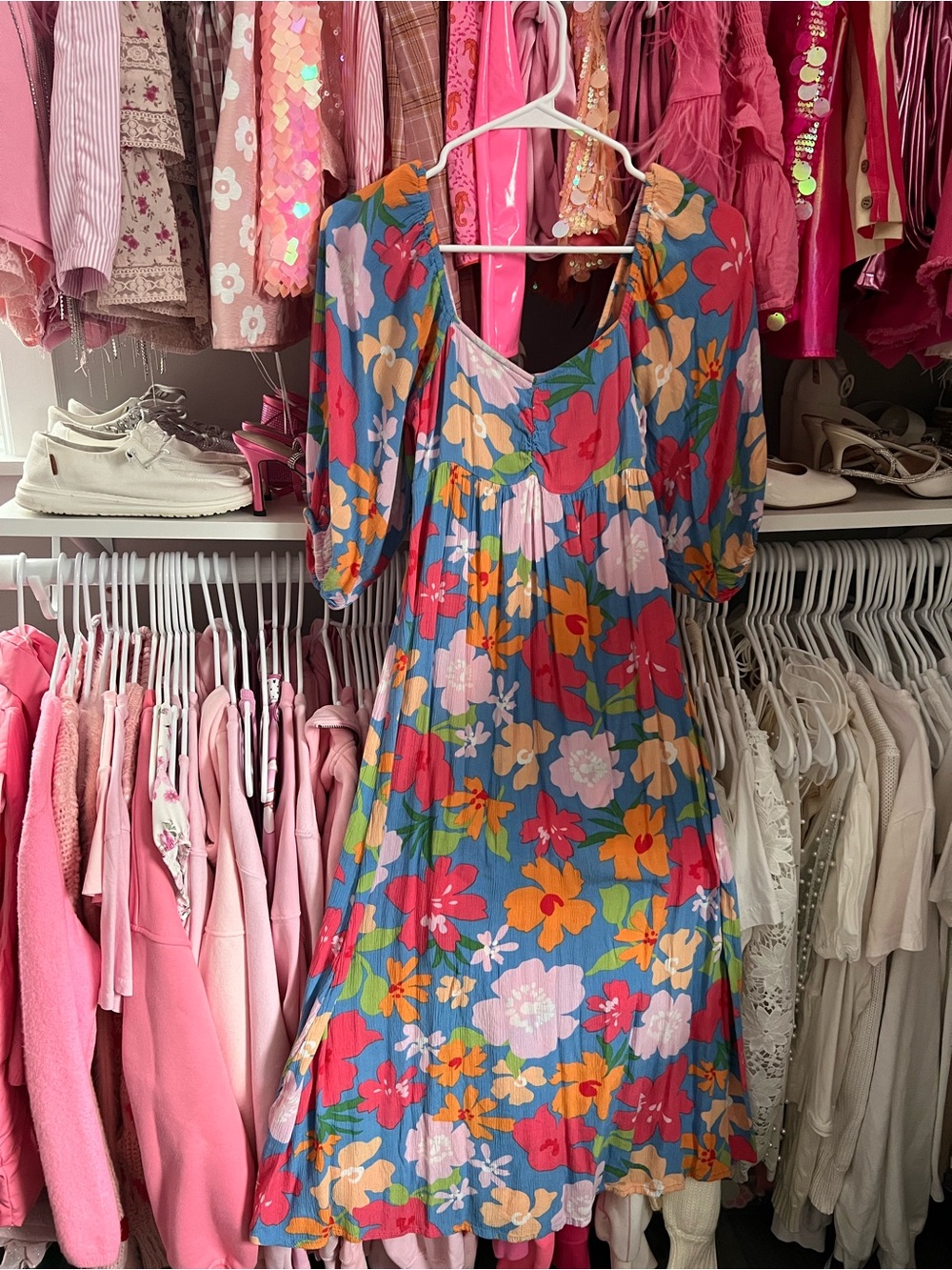 Billabong Vibrant Floral Midi Dress — Multicolor